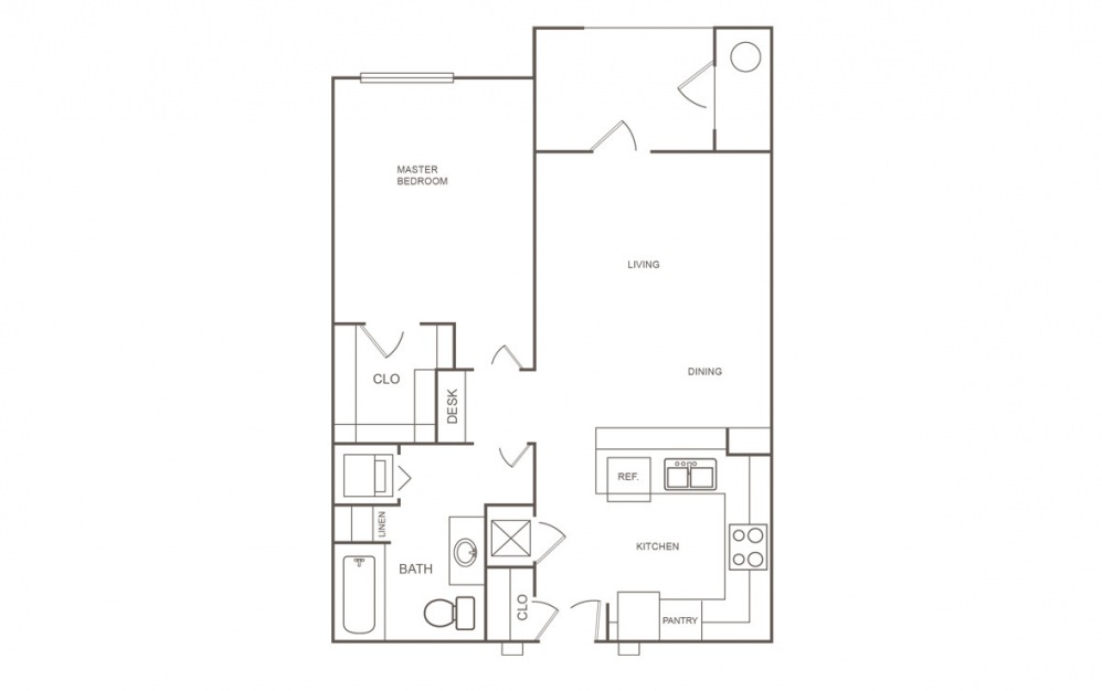 A2 - 1 bedroom floorplan layout with 1 bath and 691 square feet (1st floor 2D)
